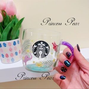 Starbucks Thailand Songkran glass 12 oz with pink handle glass